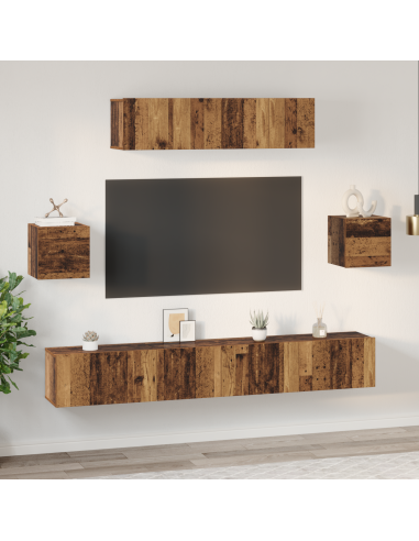 Set mobile TV 7 pcs Legno vecchio Legno multistrato