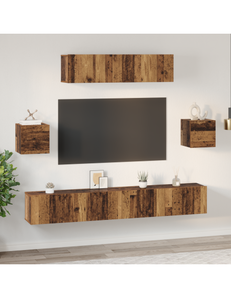 Set di Armadietti TV Altro 7 pcs Legno Antico 80 x 30 x 30 cm