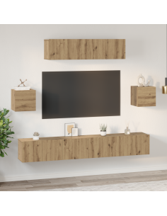 Set mobile TV 7 pcs Rovere artigianale Legno multistrato