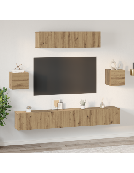 Set di Armadietti TV 7 pcs Quercia Artigianale 80 x 30 x 30 cm