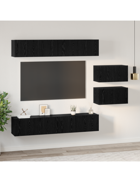 Armadio per TV 6 pcs Rovere Nero 80 x 30 x 30.5 cm