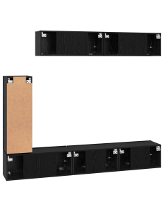 Set mobile TV 6 pcs Rovere Nero Legno multistrato 2