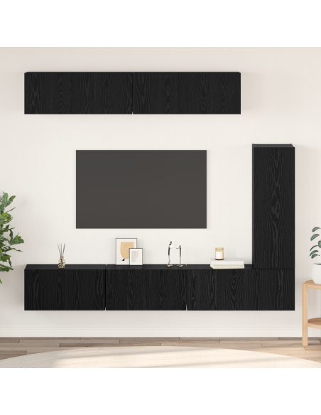 Set di Mobili per TV 6 pcs Rovere Nero 30.5 x 30 x 90 cm
