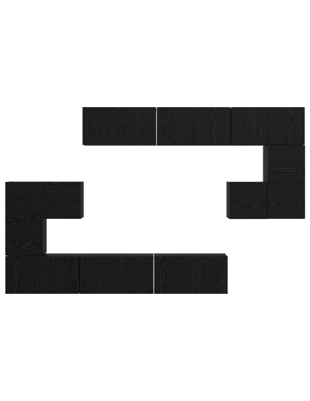 Set di Mobili per TV 10 pcs Rovere Nero 180 x 30 x 90.5 cm