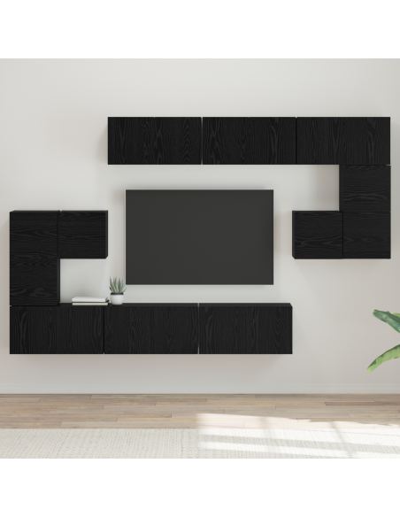 Set di Mobili per TV 10 pcs Rovere Nero 180 x 30 x 90.5 cm