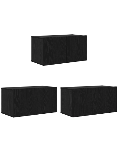 Set mobile TV Montaggio a parete Rovere Nero Legno multistrato