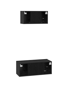 Set mobile TV 2 pcs Rovere Nero Legno multistrato 2