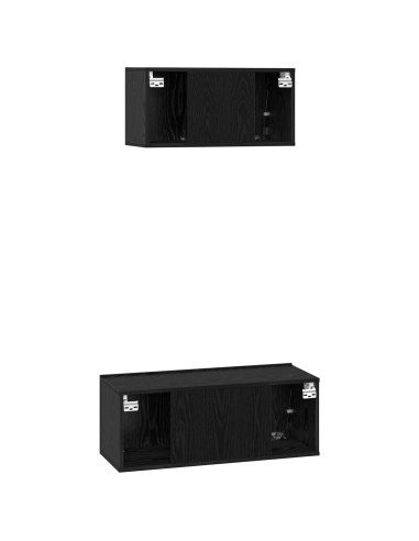 Set mobile TV 2 pcs Rovere Nero Legno multistrato