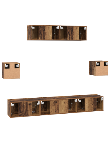 Set mobile TV 7 pcs Legno vecchio Legno multistrato