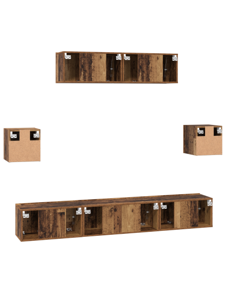 Set mobile TV 7 pcs Legno vecchio Legno multistrato