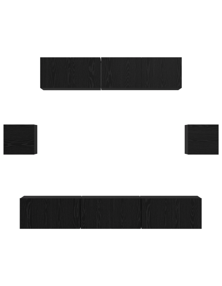 Set di Armadietti TV Altro 7 pcs Rovere Nero 80 x 30 x 30 cm