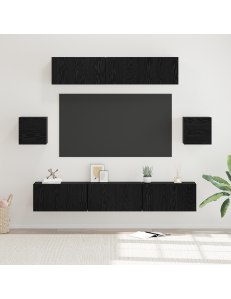 Set di Armadietti TV Altro 7 pcs Rovere Nero 80 x 30 x 30 cm