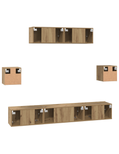 Set mobile TV 7 pcs Rovere artigianale Legno multistrato 2