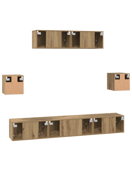 Set mobile TV 7 pcs Rovere artigianale Legno multistrato