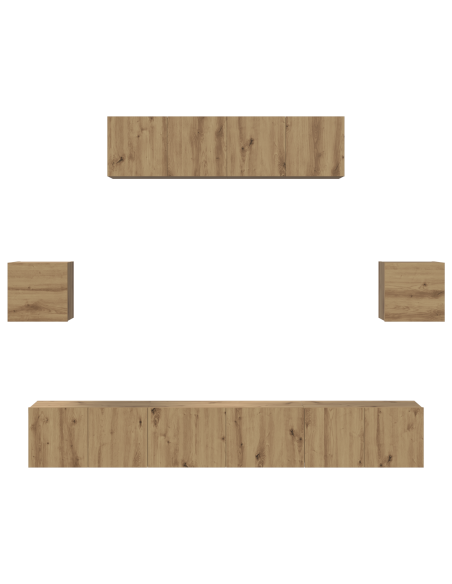 Set mobile TV 7 pcs Rovere artigianale Legno multistrato