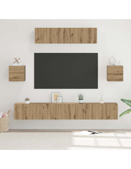 Set di Armadietti TV 7 pcs Quercia Artigianale 80 x 30 x 30 cm