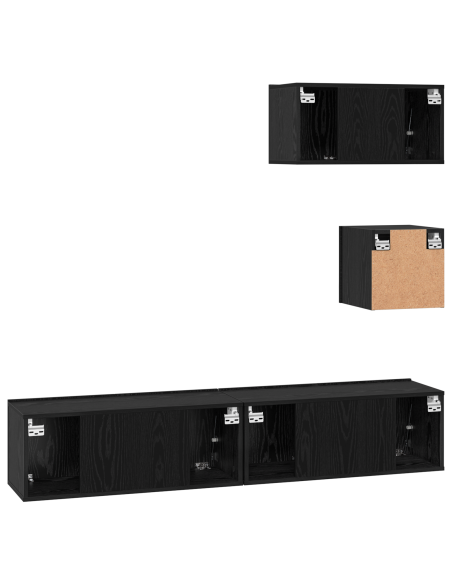 Set Mobile TV Altro 4 pcs Rovere Nero 80 x 30 x 30 cm