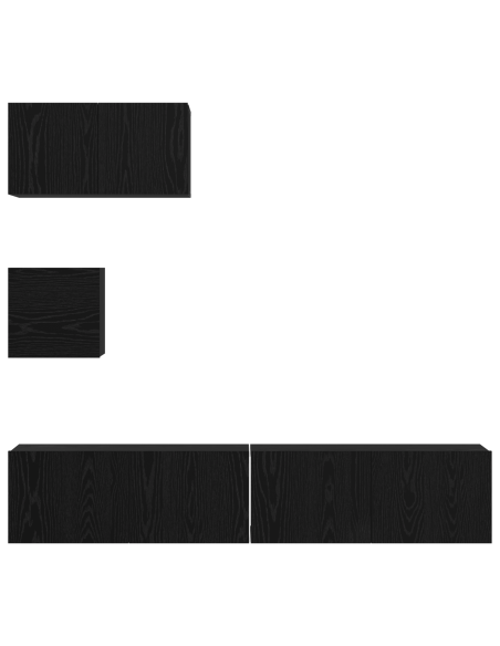 Set Mobile TV Altro 4 pcs Rovere Nero 80 x 30 x 30 cm