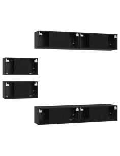Set mobile TV 6 pcs Rovere Nero Legno multistrato 2
