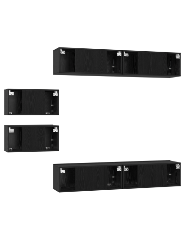 Set mobile TV 6 pcs Rovere Nero Legno multistrato