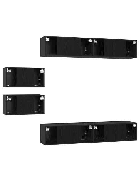 Armadio per TV 6 pcs Rovere Nero 80 x 30 x 30.5 cm