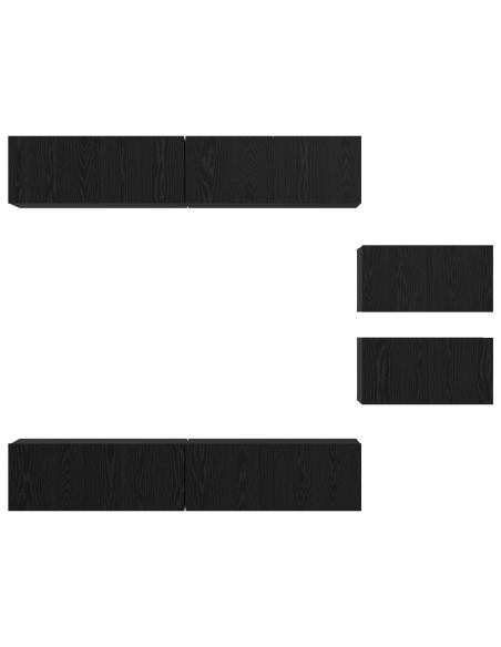 Set mobile TV 6 pcs Rovere Nero Legno multistrato