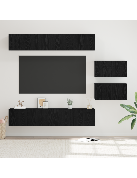 Armadio per TV 6 pcs Rovere Nero 80 x 30 x 30.5 cm
