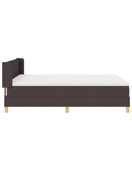 Letto a molle Marrone scuro e Bianco 140 x 190 cm Tessuto