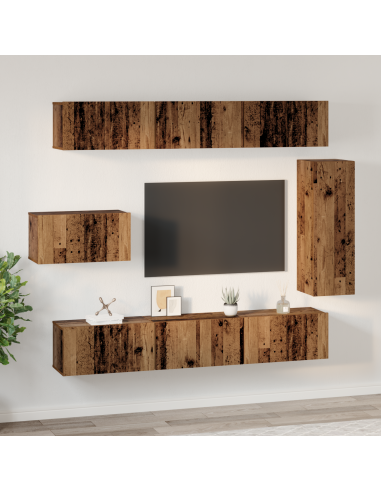 Set mobile TV 8 pcs Legno vecchio Legno multistrato