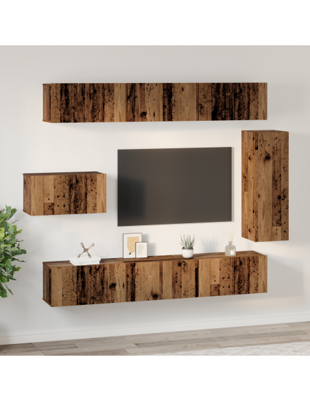 Set mobile TV 8 pcs Legno vecchio Legno multistrato