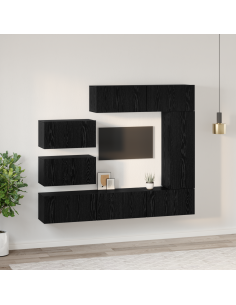 Set mobile TV 8 pcs Rovere Nero Legno multistrato