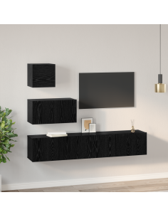 Set mobile TV 3 pcs Rovere Nero Legno multistrato