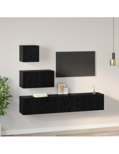 Set mobile TV 3 pcs Rovere Nero Legno multistrato