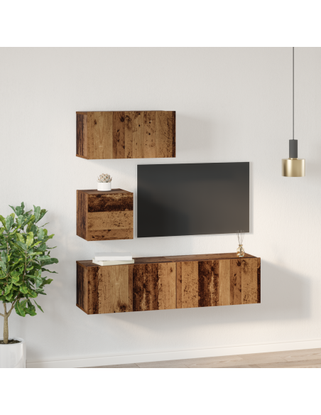 Set mobile TV 4 pcs Legno vecchio Legno multistrato