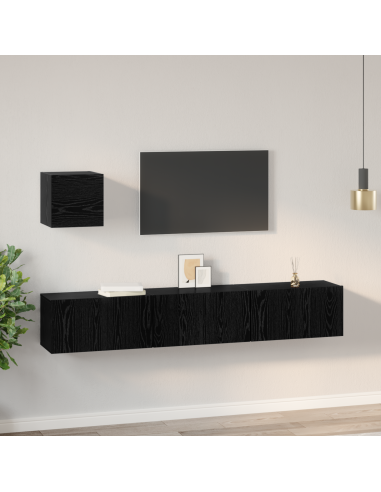 Set mobile TV 4 pcs Rovere Nero Legno multistrato