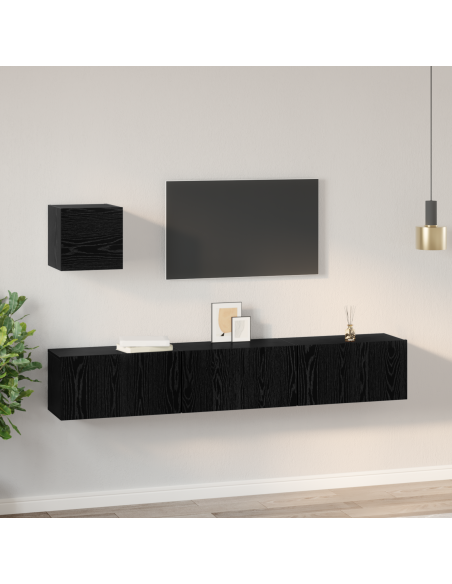 Set mobile TV 4 pcs Rovere Nero Legno multistrato