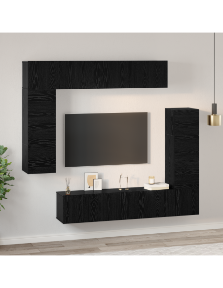 Set di Mobili per TV 8 pcs Rovere Nero 80 x 30 x 30 cm