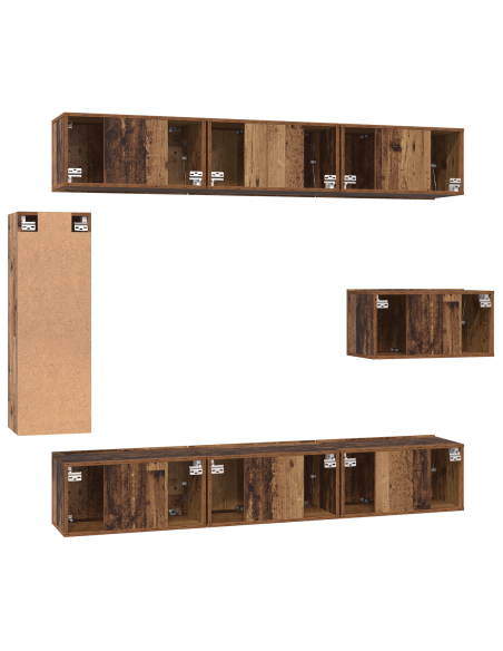 Set mobile TV 8 pcs Legno vecchio Legno multistrato