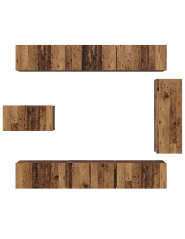 Set mobile TV 8 pcs Legno vecchio Legno multistrato