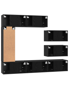 Set mobile TV 8 pcs Rovere Nero Legno multistrato 2