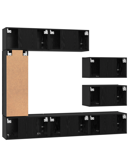 Set mobile TV 8 pcs Rovere Nero Legno multistrato