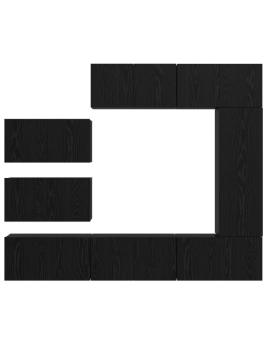 Set mobile TV 8 pcs Rovere Nero Legno multistrato