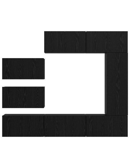 Set mobile TV 8 pcs Rovere Nero Legno multistrato