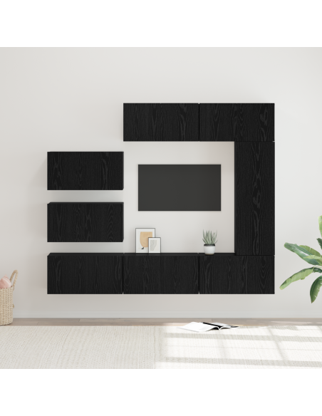 Set di Mobili per TV 8 pcs Rovere Nero 30.5 x 30 x 90 cm