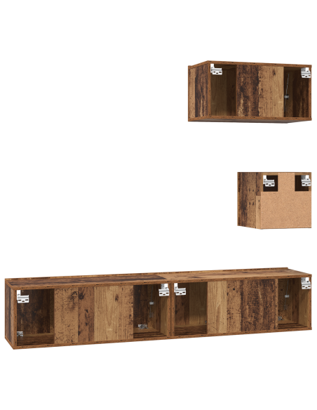 Mobile TV da Parete 4 pcs Legno Antico 30.5 x 30 x 30 cm Media