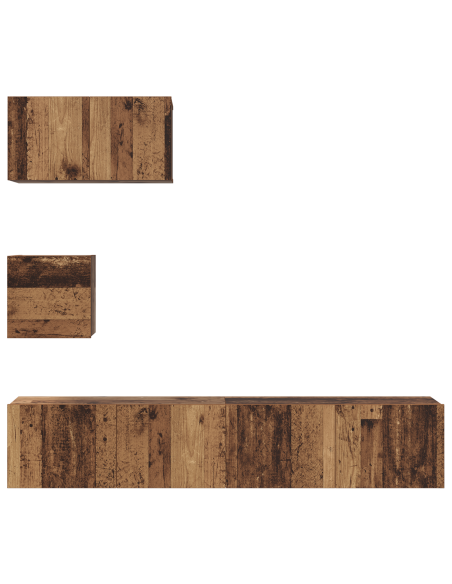 Mobile TV da Parete 4 pcs Legno Antico 30.5 x 30 x 30 cm Media