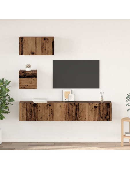 Mobile TV da Parete 4 pcs Legno Antico 30.5 x 30 x 30 cm Media