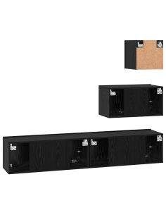 Set mobile TV 3 pcs Rovere Nero Legno multistrato 2