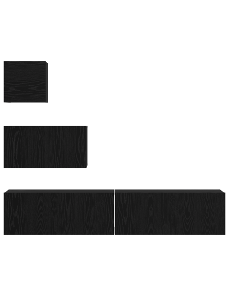 Mobile TV da Parete con lo scaffale con archiviazione con porta 4 pcs Rovere Nero