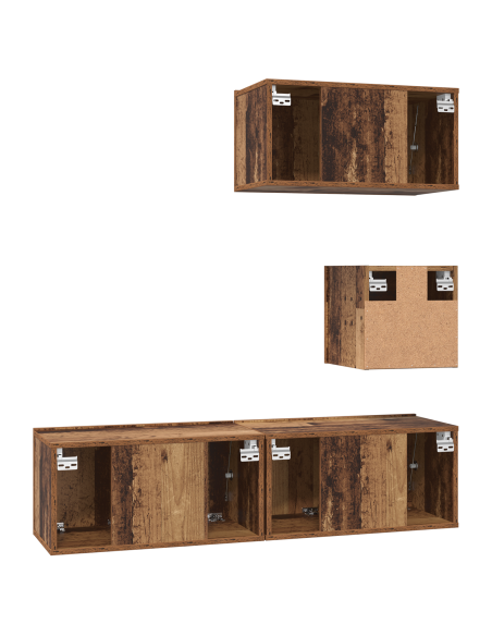 Set mobile TV 4 pcs Legno vecchio Legno multistrato